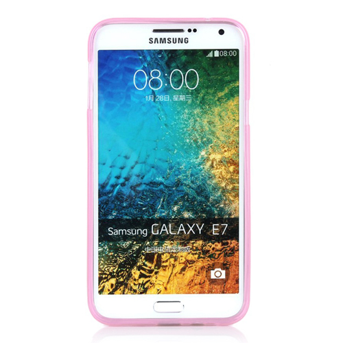 Samsung%20Galaxy%20E7%20(E700)%20Kılıf%20Soft%20Silikon%20Şeffaf-Pembe%20Arka%20Kapak