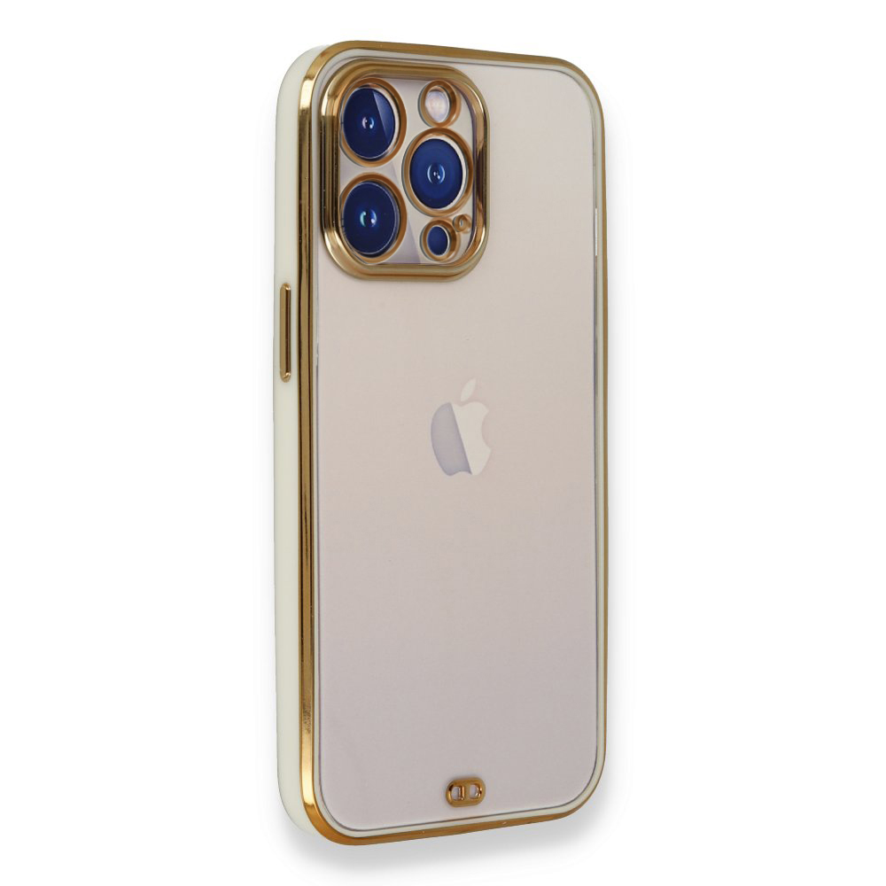 iPhone%2013%20Pro%20Kılıf%20Liva%20Lazer%20Silikon%20Kapak-Beyaz-gold