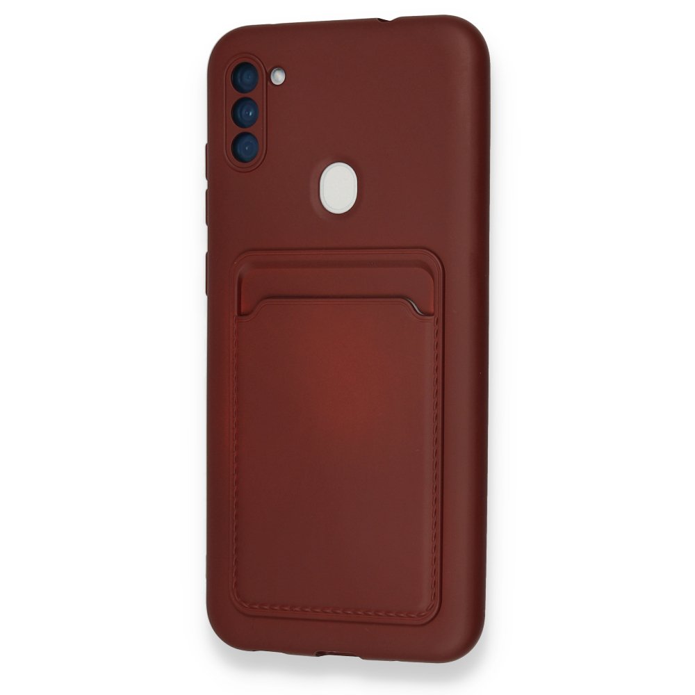 FitCase%20Samsung%20Galaxy%20A11%20Cardy%20Soft%20Kartlık%20Cepli%20Silikon%20Kapak-Bordo