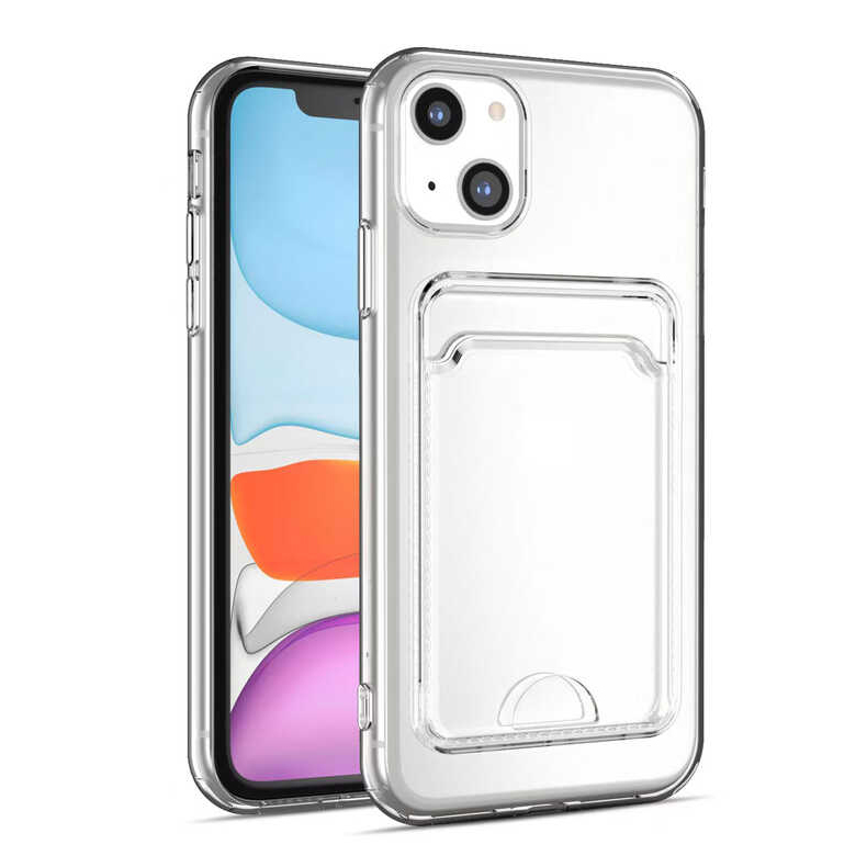 FitCase%20iPhone%2014%20Kılıf%20Cardy%20Şeffaf%20Kartlık%20Cepli%20Kapak