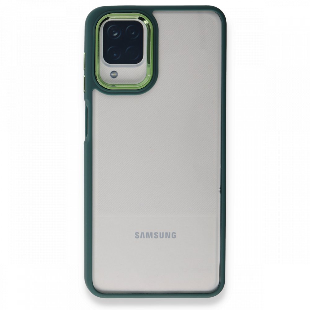 Samsung%20Galaxy%20A22%20Kılıf%20Luna%20Lens%20Kamera%20Çerçeveli%20Silikon%20Kapak-Koyu%20yeşil