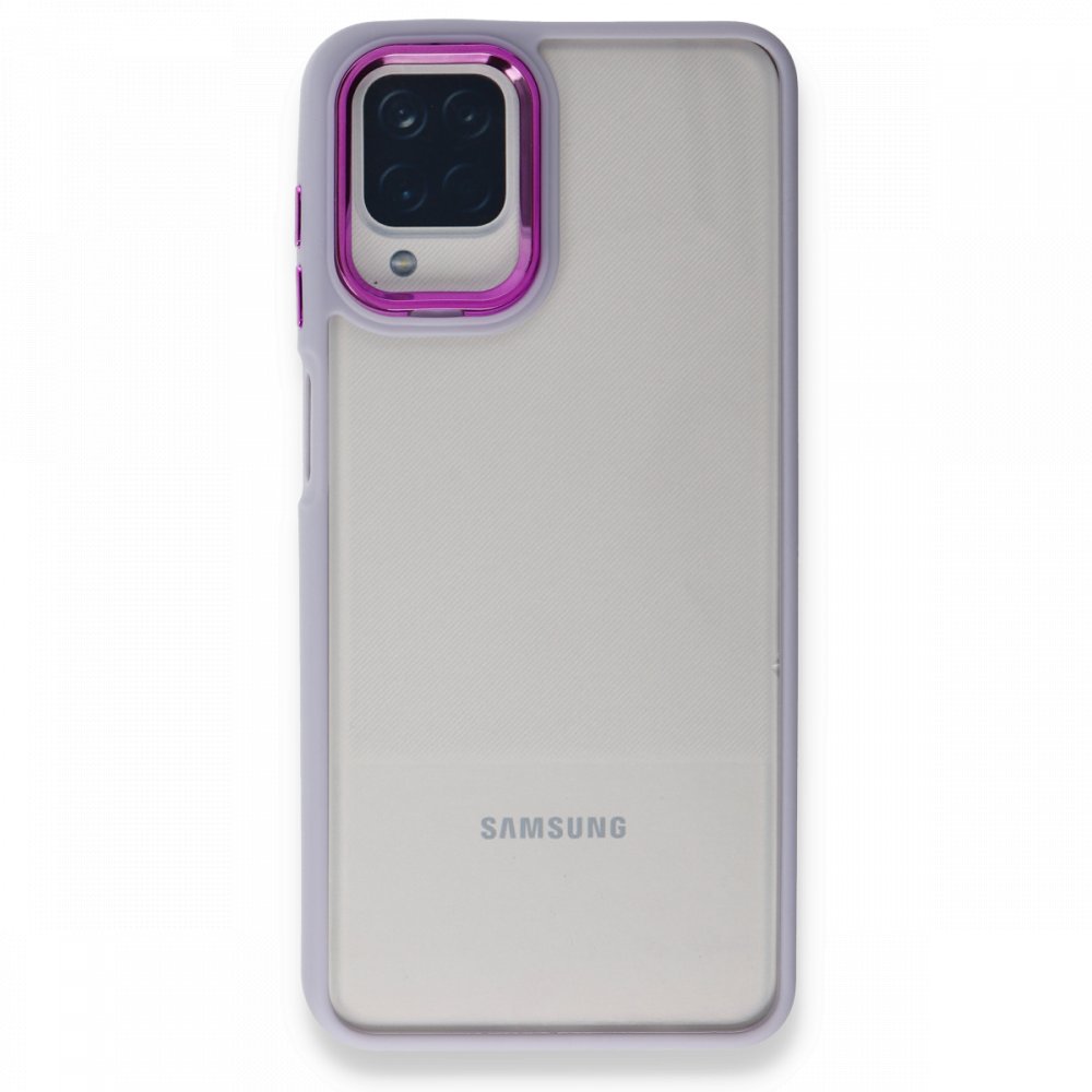 Samsung%20Galaxy%20A22%20Kılıf%20Luna%20Lens%20Kamera%20Çerçeveli%20Silikon%20Kapak-Mor