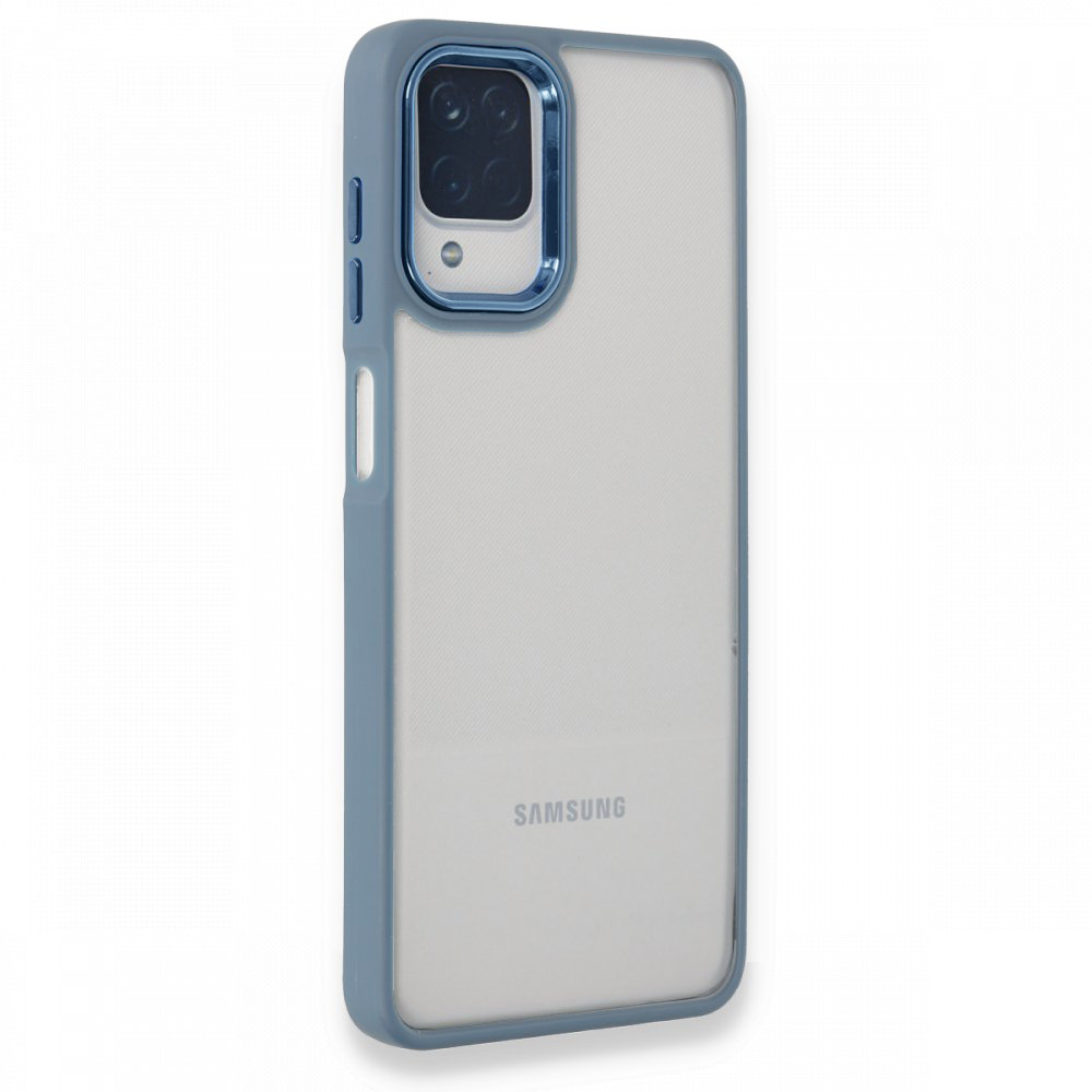 Samsung%20Galaxy%20A22%20Kılıf%20Luna%20Lens%20Kamera%20Çerçeveli%20Silikon%20Kapak-Mavi