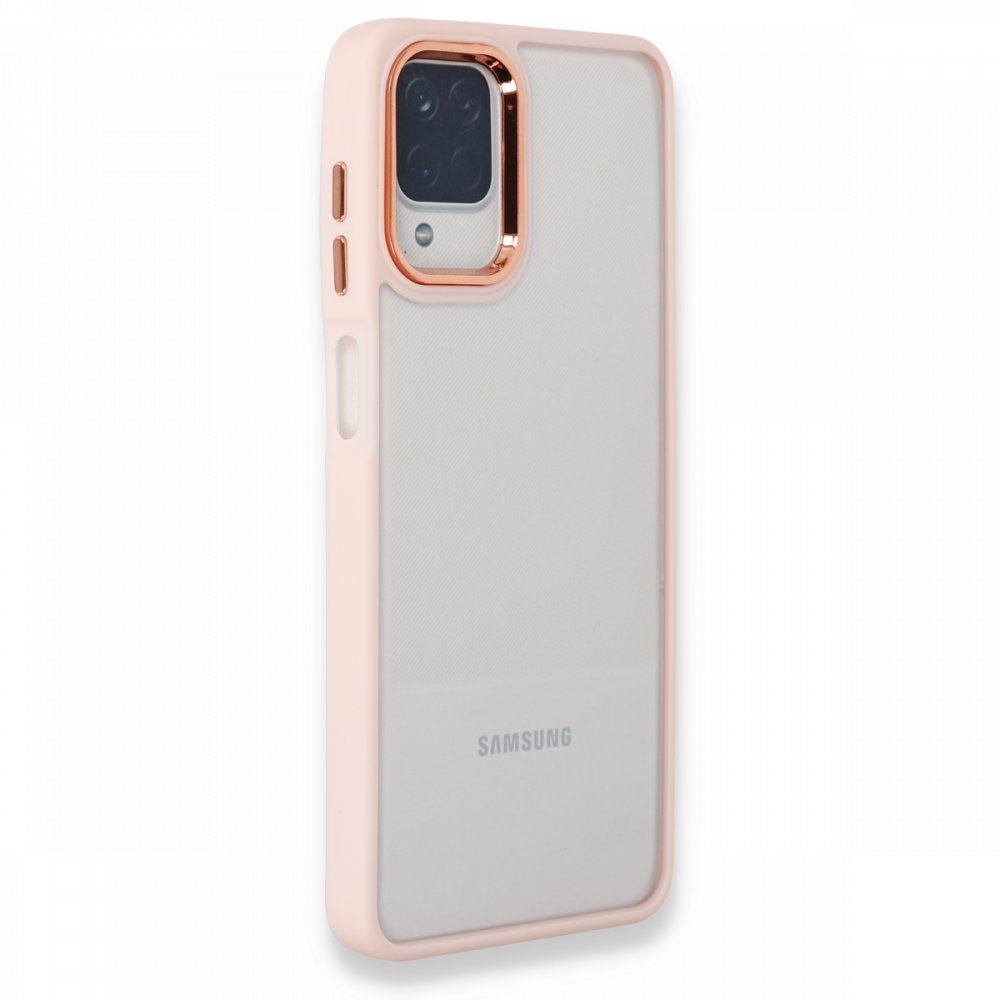 Samsung%20Galaxy%20A22%20Kılıf%20Luna%20Lens%20Kamera%20Çerçeveli%20Silikon%20Kapak-Pembe