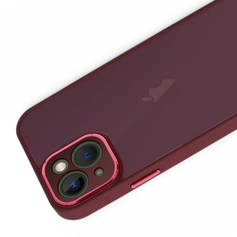 iPhone%2014%20Kılıf%20Freya%20Lazer%20Lens%20Kamera%20Çerçeveli%20Silikon%20Kapak-Bordo