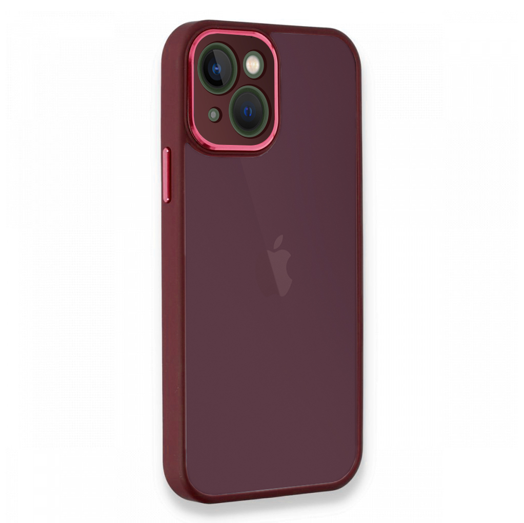 iPhone%2014%20Kılıf%20Freya%20Lazer%20Lens%20Kamera%20Çerçeveli%20Silikon%20Kapak-Bordo