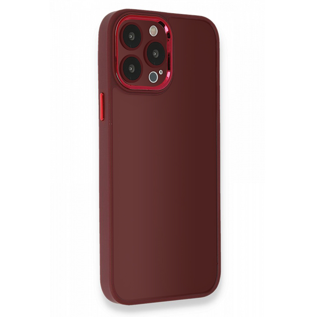 iPhone%2012%20Pro%20Kılıf%20Freya%20Lazer%20Lens%20Kamera%20Çerçeveli%20Silikon%20Kapak-Bordo