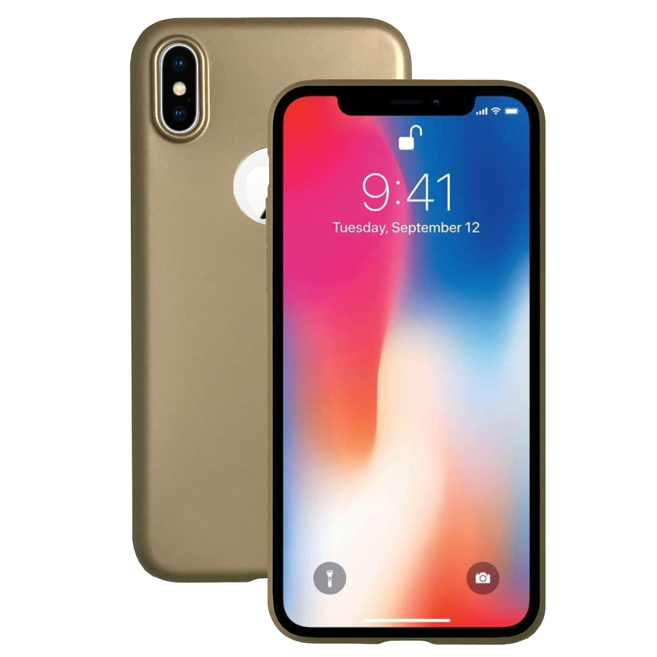 iPhone%20X%20/%20XS%20Kılıf%20FitCase%20PremiumS%20Silikon%20Arka%20Kapak-Gold-altın