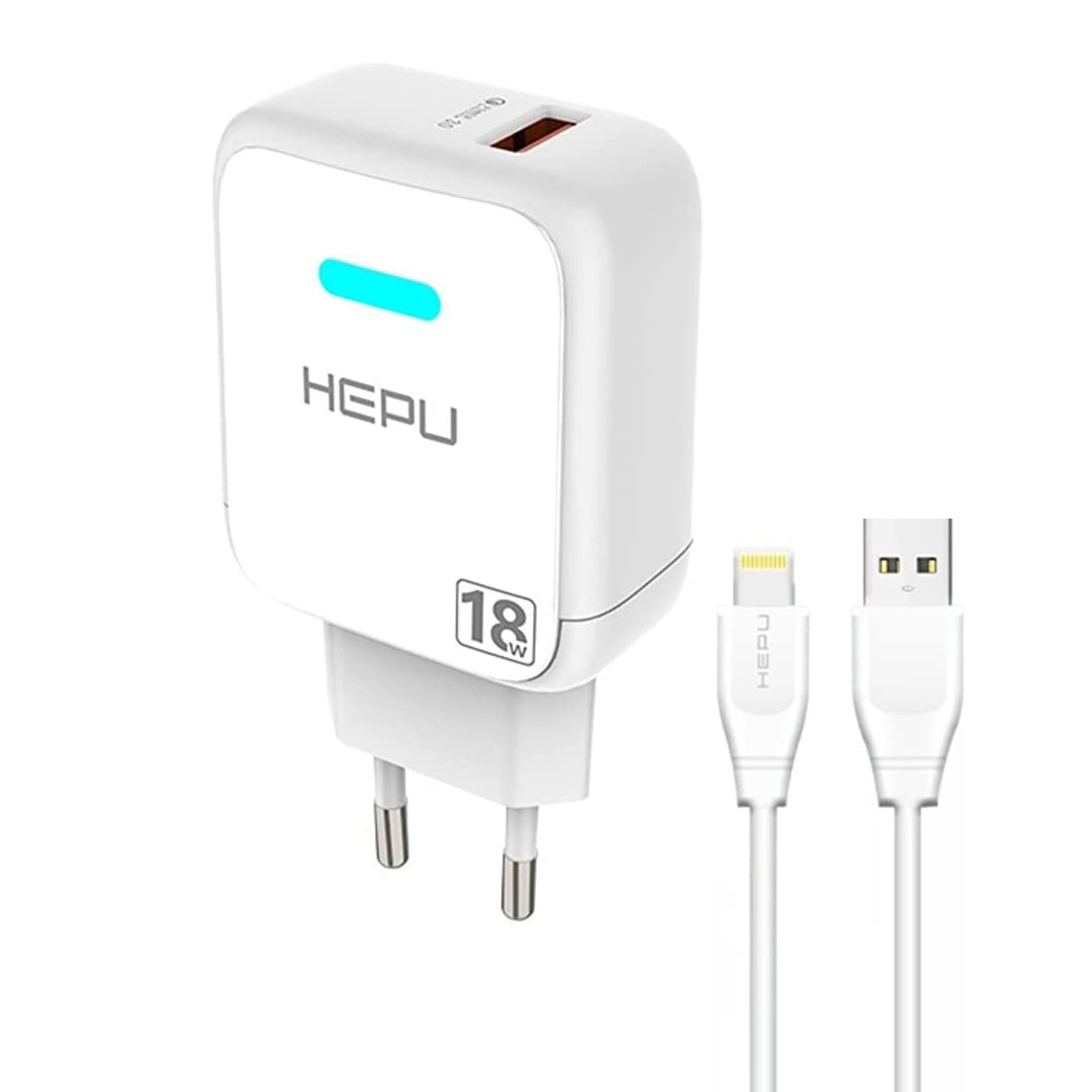 HEPU%20HP618L%20QC3.0%2018W%20Seyahat%20Şarj%20Aleti%20USB-Lightning%20Kablo%20Set