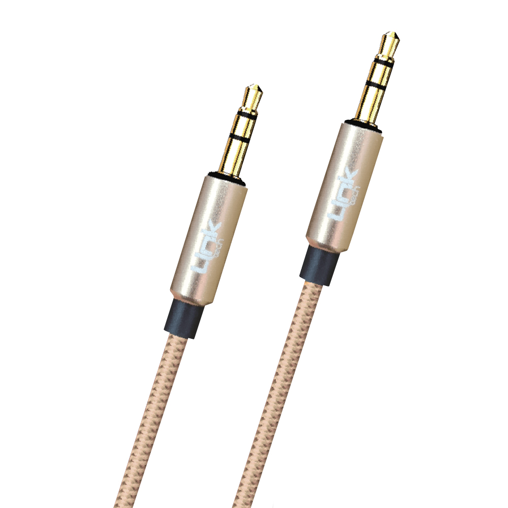 Linktech%20A580%203.5mm%20AUX%20Kablo%20Ses%20Aktarım%20Kablosu%20Örgü%202mt-Gold-altın