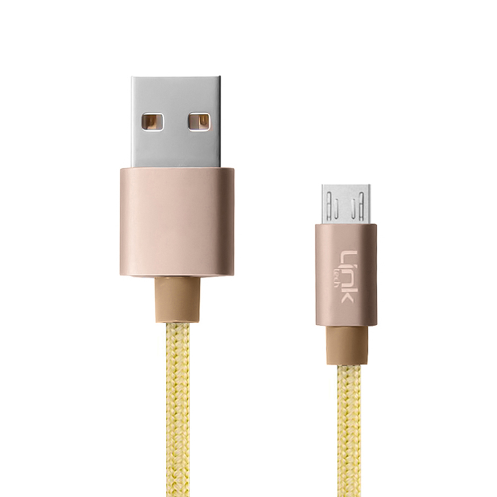 LinkTech%20K571%20Micro%20USB%20Data/Şarj%20Kablosu%20Örgü%20Metal%20Başlı%203mt-Gold-altın