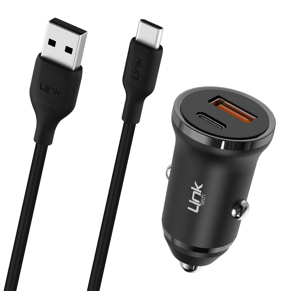 LinkTech%20C486e%2020W%20PD%20Type-C%20+%20USB%20Araç%20Şarj%20Cihazı%20+%20Type-C%20Kablo%20Set%20Siyah