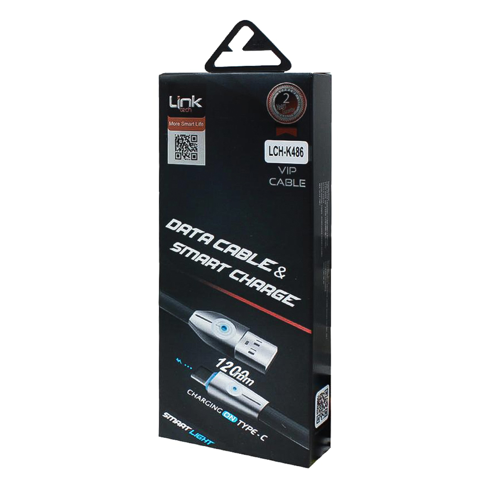 LinkTech%20K486%20Type-C%20Led%20Işıklı%201.2mt%20Yassı%20Şarj%20ve%20Data%20Kablosu