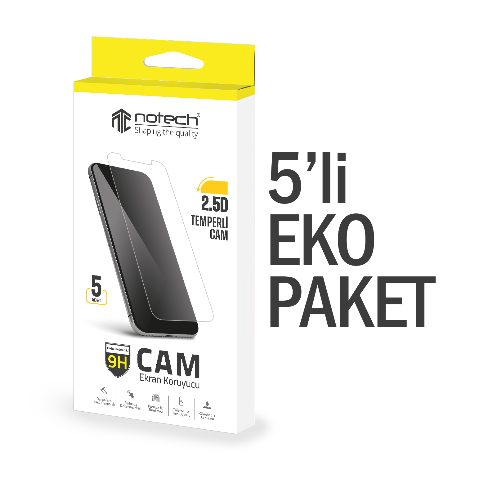 Notech%20iPhone%207%20/%208%20Temperli%20Cam%20Ekran%20Koruyucu%205li%20Eko%20Paket