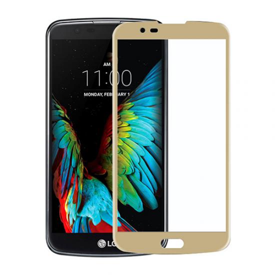 Bufalo LG K10 Kavisli 3D Cam Ekran Koruyucu Gold