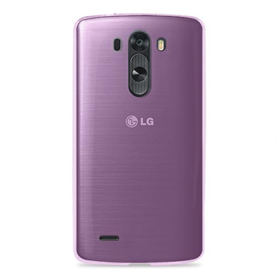 LG G3 Kılıf Soft Silikon Şeffaf-Pembe Arka Kapak