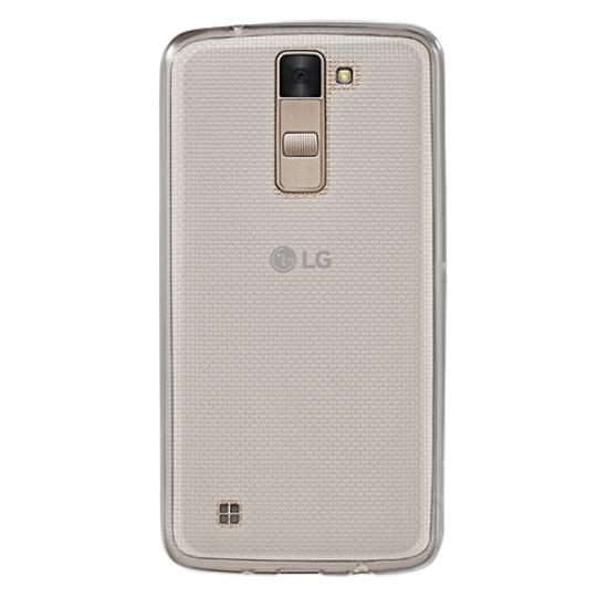 LG K8 (K350) Kılıf Soft Silikon Şeffaf-Siyah Arka Kapak