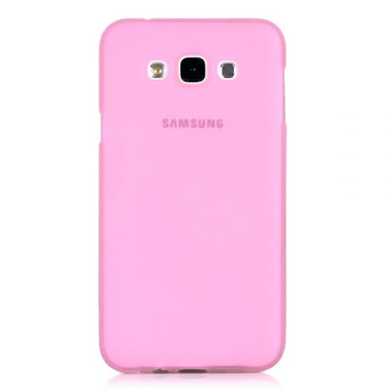 Samsung Galaxy E7 (E700) Kılıf Soft Silikon Şeffaf-Pembe Arka Kapak