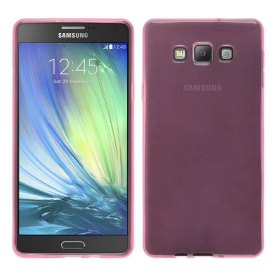 Samsung Galaxy A7 (A700) Kılıf Soft Silikon Şeffaf-Pembe Arka Kapak