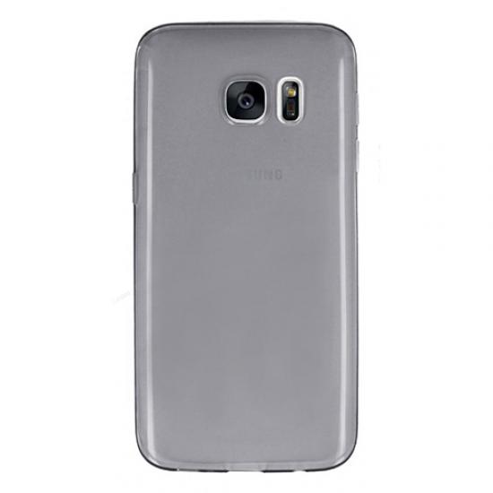 Samsung Galaxy S7 Kılıf Soft Silikon Şeffaf-Siyah Arka Kapak