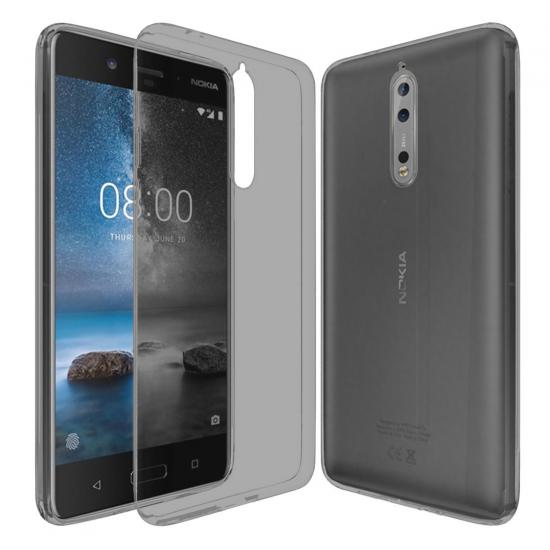 Nokia 8 Kılıf Soft Silikon Şeffaf-Siyah Arka Kapak