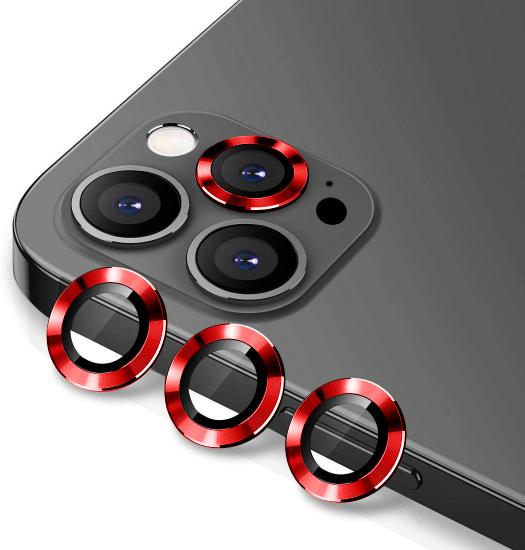 iPhone 12 Pro Max Kamera Lens Koruyucu Cam Metal Kenarlı 3lü Set