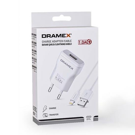 Dramex D11L Şarj Aleti Lightning Kablolu Set 1.0A - Beyaz