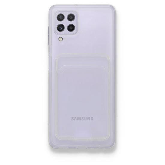 FitCase Samsung Galaxy A22 Kılıf Cardy Şeffaf Kartlık Cepli Kapak