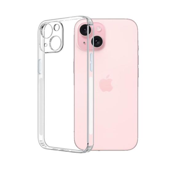 FitCase iPhone 15 Plus Kılıf Kamera Korumalı Silikon Şeffaf Arka Kapak