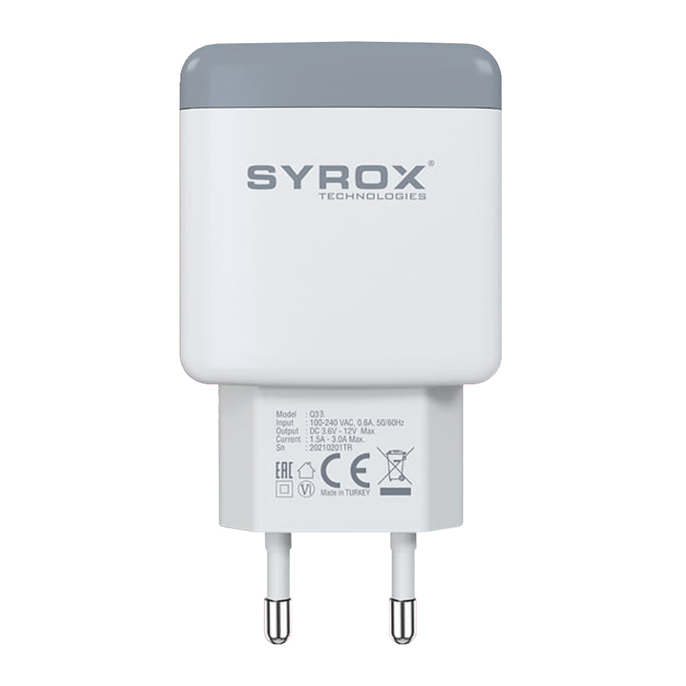 Syrox%20Q33%20Hızlı%20USB%20Duvar%20Şarj%20Adaptörü%20(Başlık)%203.0A%2018W%20-%20Beyaz