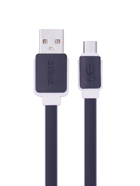 Syrox%20C63%20Micro%20USB%20Şarj%20ve%20USB%20Data%20Kablosu%20Yassı%202.0A%201.2mt%20Siyah