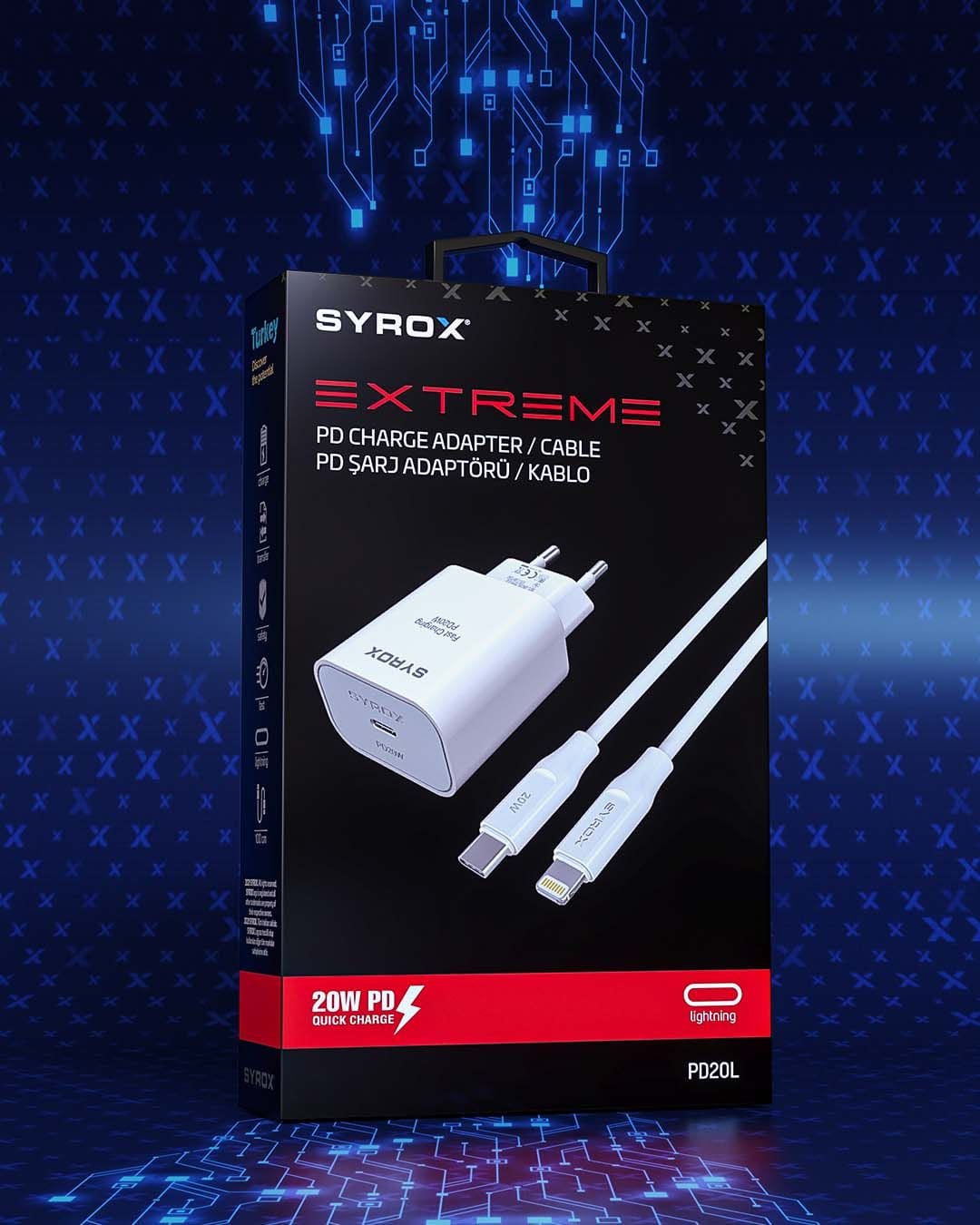 Syrox%20PD20L%20PD20W%203A%20Type-C%20to%20Lightning%20Kablolu%20Şarj%20Aleti%20Set